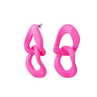 Oorbellen acryl  big chain - Hot Pink