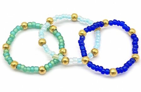 Elastische ringen set blauw/groen