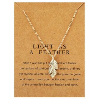 Giftcard met ketting &quot;light as a feather&quot;