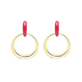 Oorbellen stylish - Rood/Goud