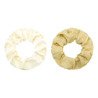 Scrunchie set glitter - Wit/Goud