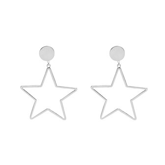 Oorbellen shiny stars - Zilver