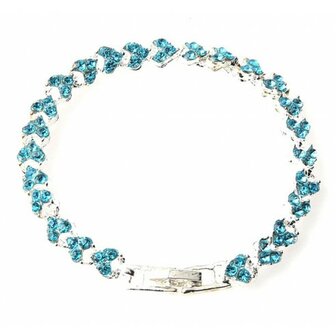 Strass armband heart - Licht blauw