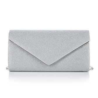 Gala tasje/clutch glitter glam - Zilver