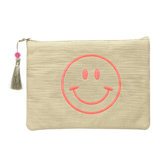 Make-up/Toilet tas smiley - Roze