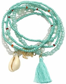 Armband set beaded beach - Blauw