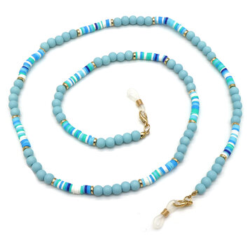 Brillenkoord beads - Blauw