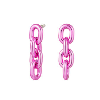 Earrings oval chain - Pink