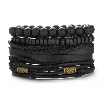 Heren armbanden set/4 - Zwart 