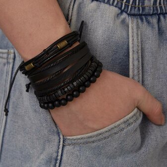 Heren armbanden set/4 - Zwart 