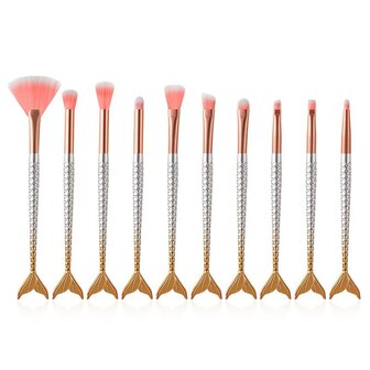 Make-up kwasten set mermaid - Zilver/goud/roze