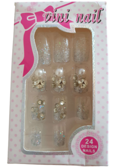 Press-on nagels glitter/strass/parels