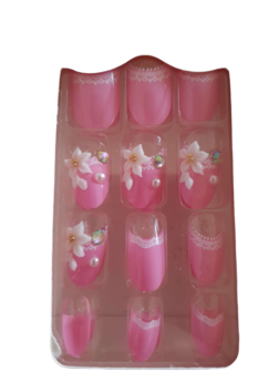 Press-on nails pink flower