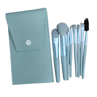 Make up kwasten set met opberg tasje - Blauw