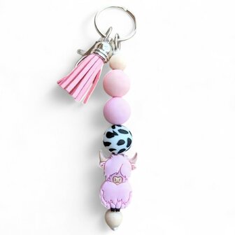 Sleutelhanger highland cow - Roze