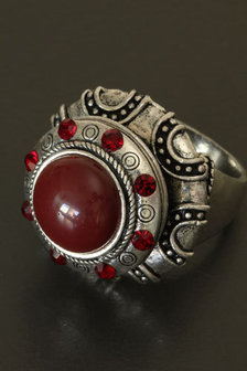 Ring zilver/rood