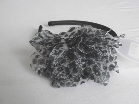 Haarband met dierenprint bloem (grijs,zwart)