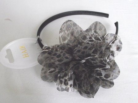 Haarband met dierenprint bloem (bruin)
