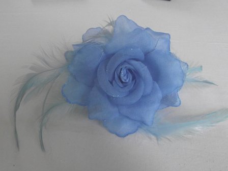 Haarklem met bloem (lichtblauw)