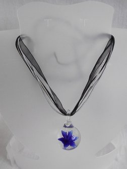 Ketting met glashanger - zwart