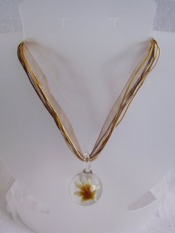 Ketting met glashanger (beige)