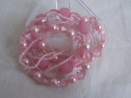 10-delige elastische armbanden set - Roze