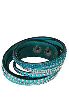 Wikkelarmband strass - blauw/groen