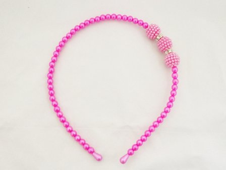 Parel/strass haarband - hard roze