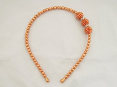 Parel/strass haarband - oranje