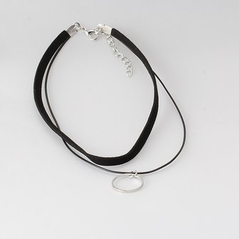 Choker met rondje - zwart