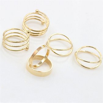 Ringen set 6 delig goudkleurig