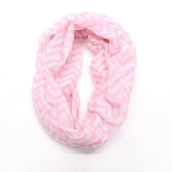 Col shawl chevron wit/roze