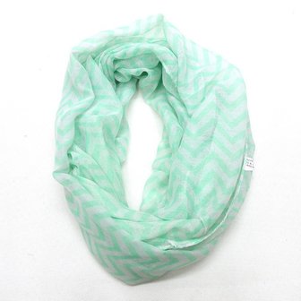 Col shawl chevron groen/wit