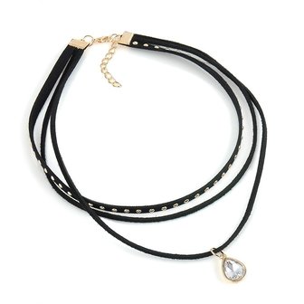 Choker met strass steentje - zwart