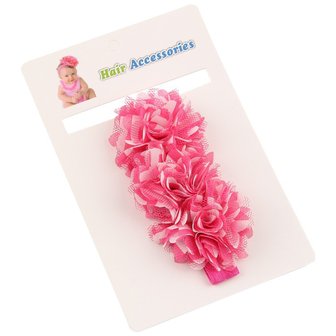 Elastische haarband roze/wit