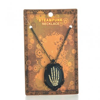 Steampunk ketting skelet hand