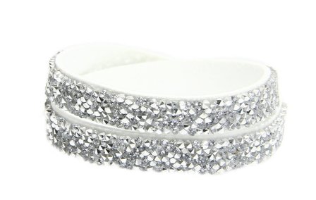 Wikkelarmband strass - wit