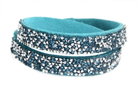 Wikkelarmband strass - blauw