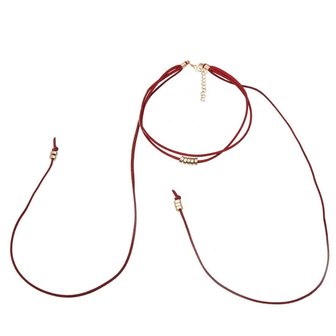 Choker 2 lagen - rood/goud 