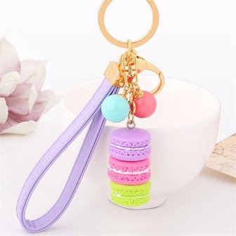 Tas/sleutel hanger macaron - Paars