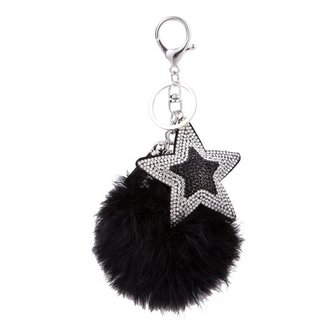 Tas/sleutel hanger bling star zwart