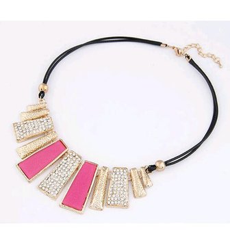 Ketting goud/roze met strass