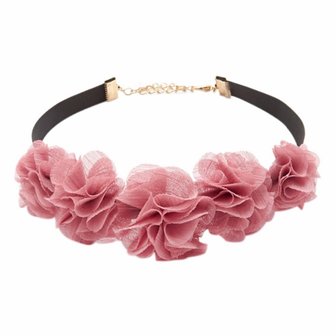 Choker &quot;flower&quot;  roze