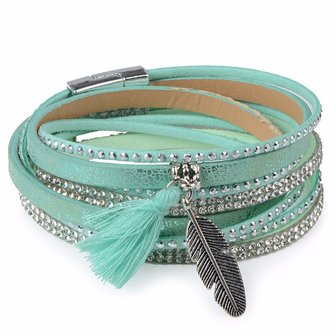 Wikkel armband strass - Mint groen