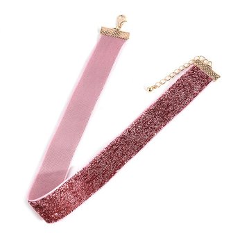 Glitter choker - roze