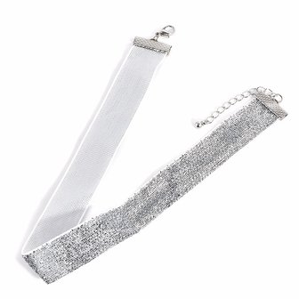 Glitter choker - zilver