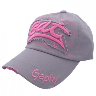 Cap / pet grijs met roze 