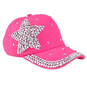 Cap / pet hard roze / zilveren studs