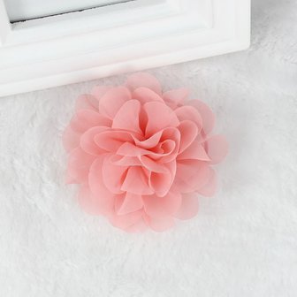 Haarspeldje organza bloem - zalm roze