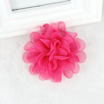 Haarspeldje organza bloem - hard roze
